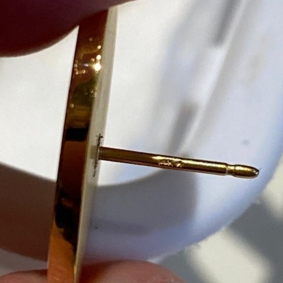 VTG 14K Gold Signed BFL Disc EARRINGS - Picture 9 of 10